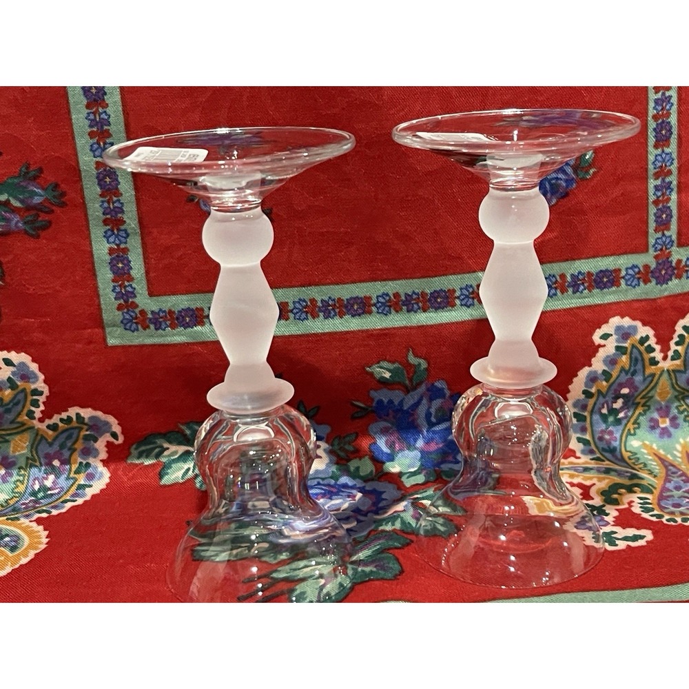 Pair‎ Of Mikasa Kensington 5 1/4" Candlestick Holders Frost New Elegant - Picture 6 of 10